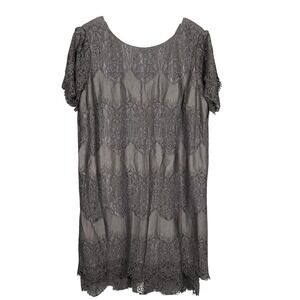 Sundance Northern Sky Dress Layered Lace Dark Gray XXL Feminine Holiday Party‎
